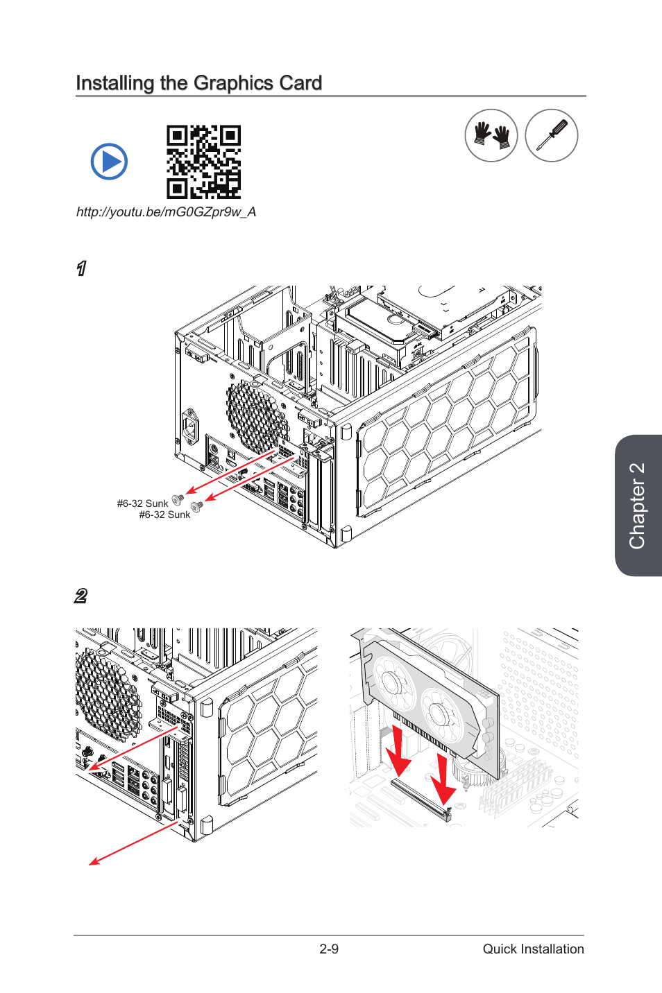 Installing the graphics card -9, Chapter 2, Installing the graphics card | MSI NIGHTBLADE Manual User Manual | Page 25 / 33