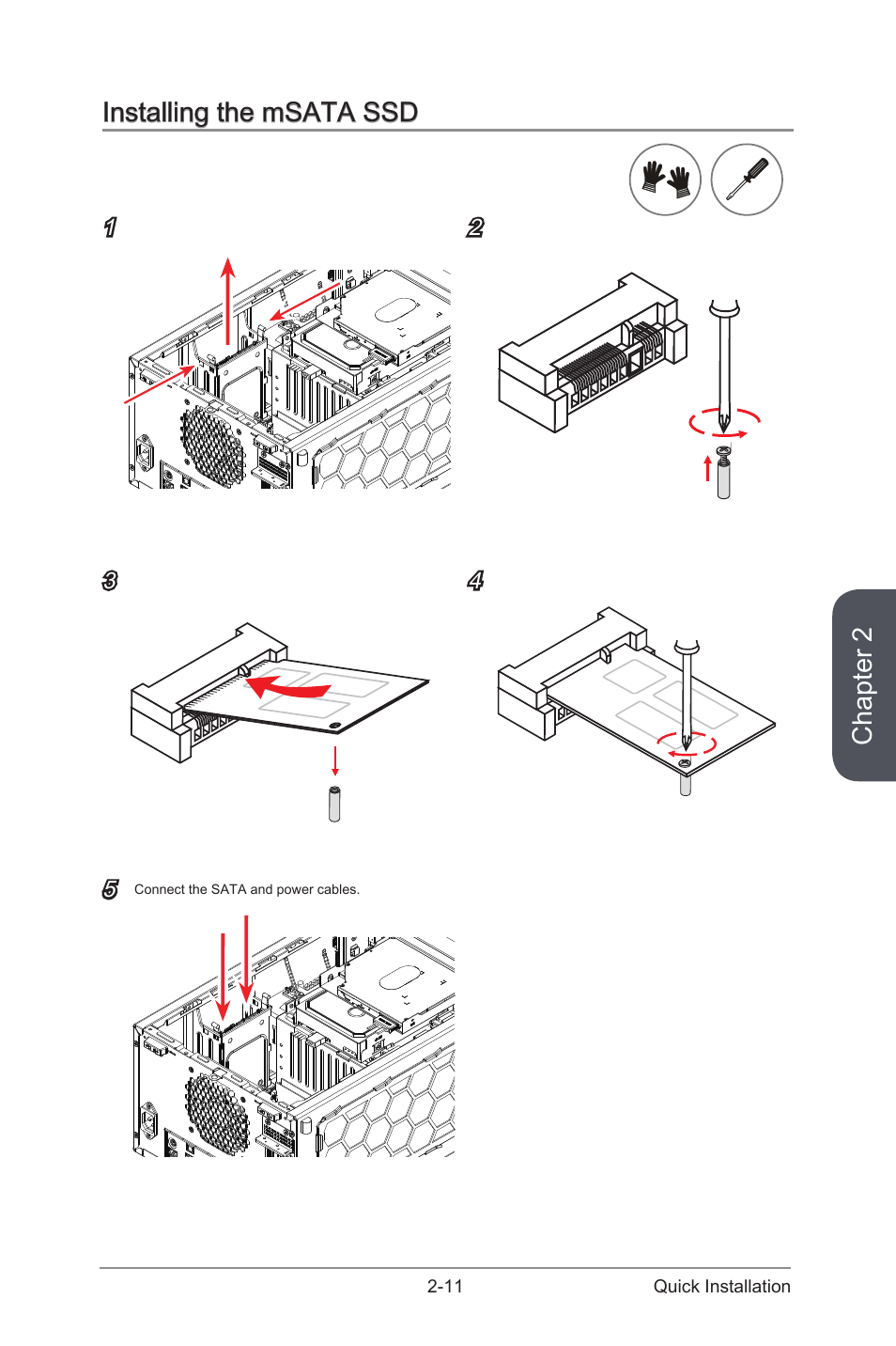 Installing the msata ssd -11, Chapter 2, Installing the msata ssd | MSI NIGHTBLADE Manual User Manual | Page 27 / 33