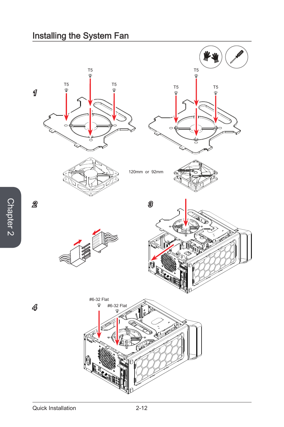 Installing the system fan -12, Chapter 2, Installing the system fan | MSI NIGHTBLADE Manual User Manual | Page 28 / 33