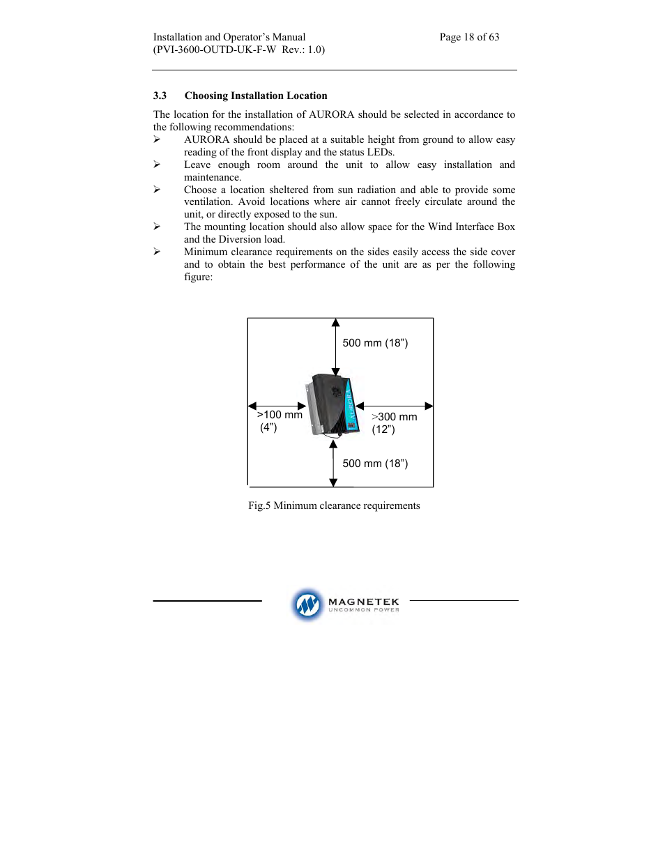 Aurora Electronics MAGNETEK PVI-3600-OUTD-UK-F-W User Manual | Page 18 / 63