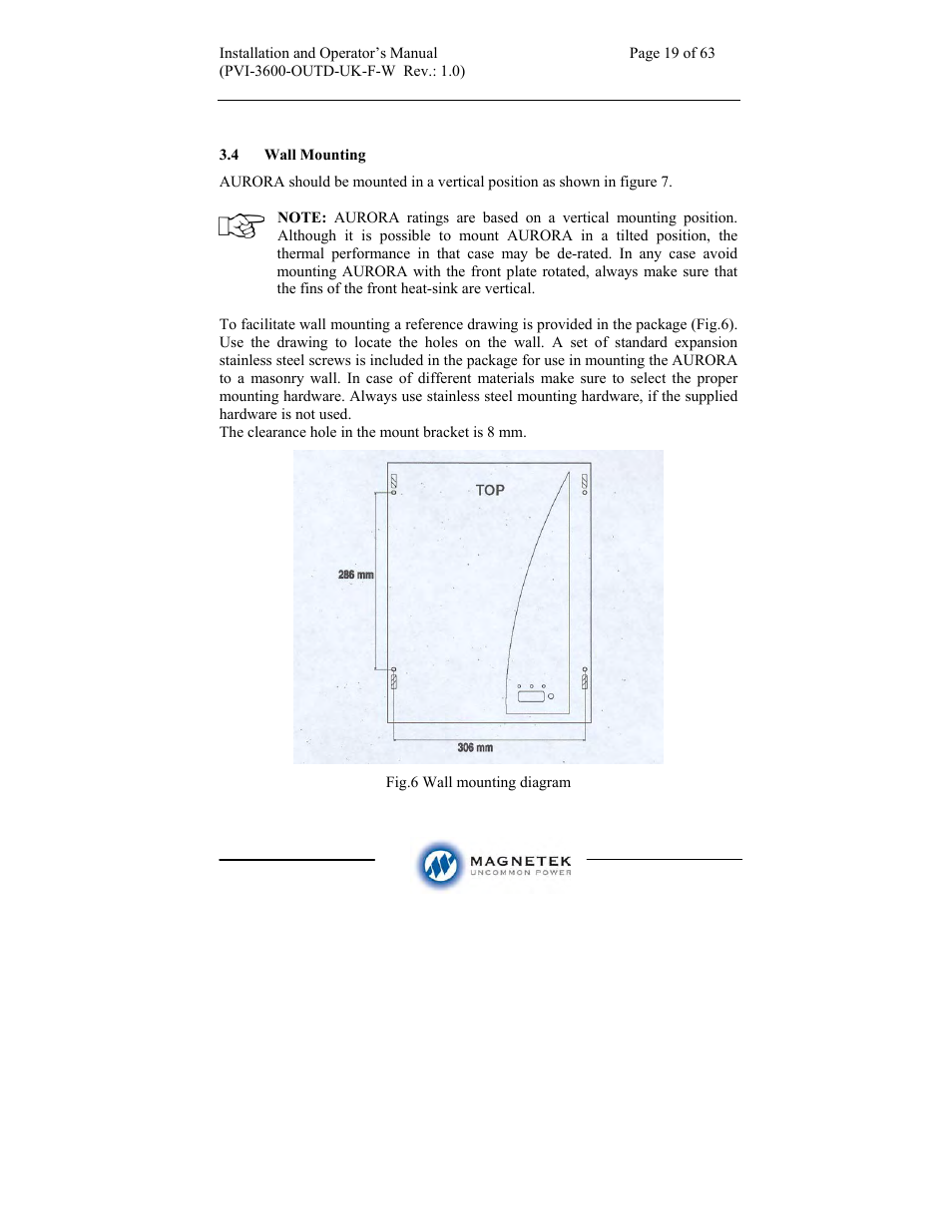 Aurora Electronics MAGNETEK PVI-3600-OUTD-UK-F-W User Manual | Page 19 / 63