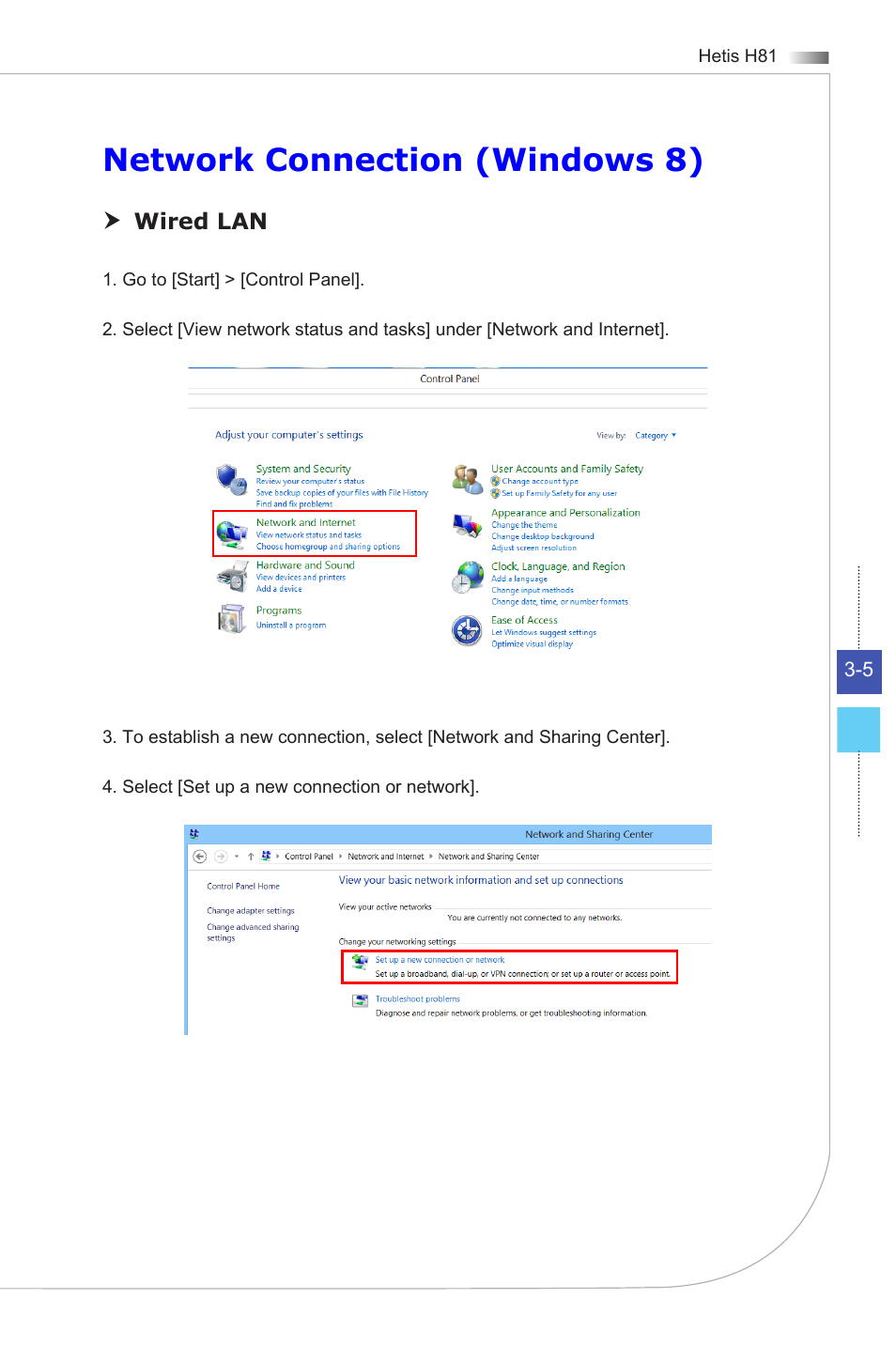 Network connection (windows 8) | MSI HETIS H81 User Manual | Page 33 / 54