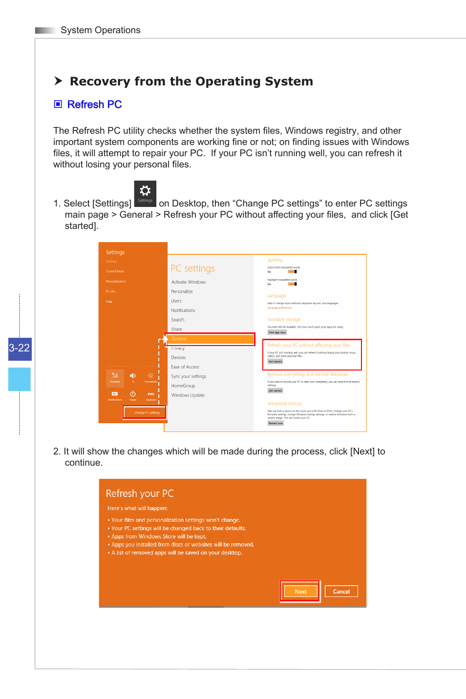 Recovery from the operating system | MSI HETIS H81 User Manual | Page 50 / 54