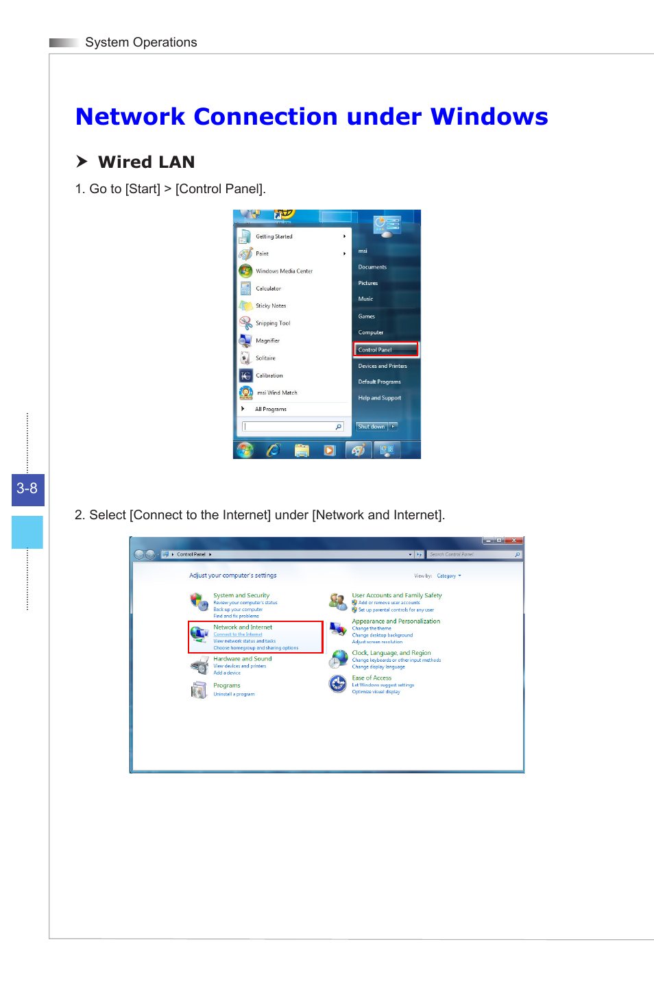 Network connection under windows | MSI HETIS H61 ULTRA User Manual | Page 38 / 46