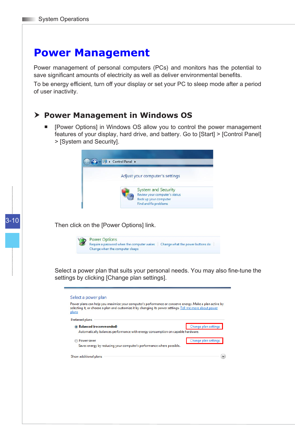 Power management, Power management in windows os, Waking the system up | MSI HETIS H61 ULTRA User Manual | Page 40 / 46