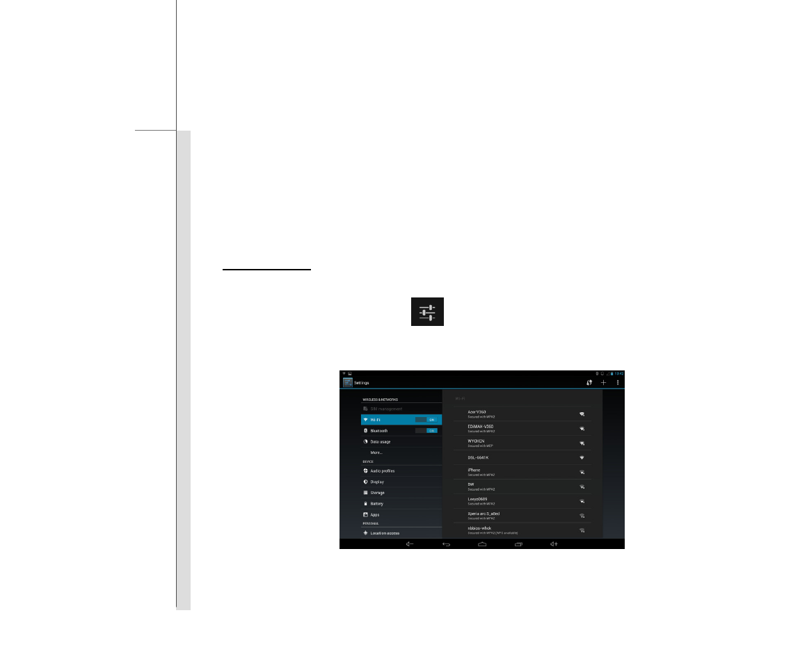 Settings, Wireless & network settings | MSI PRIMO 73 User Manual | Page 39 / 60