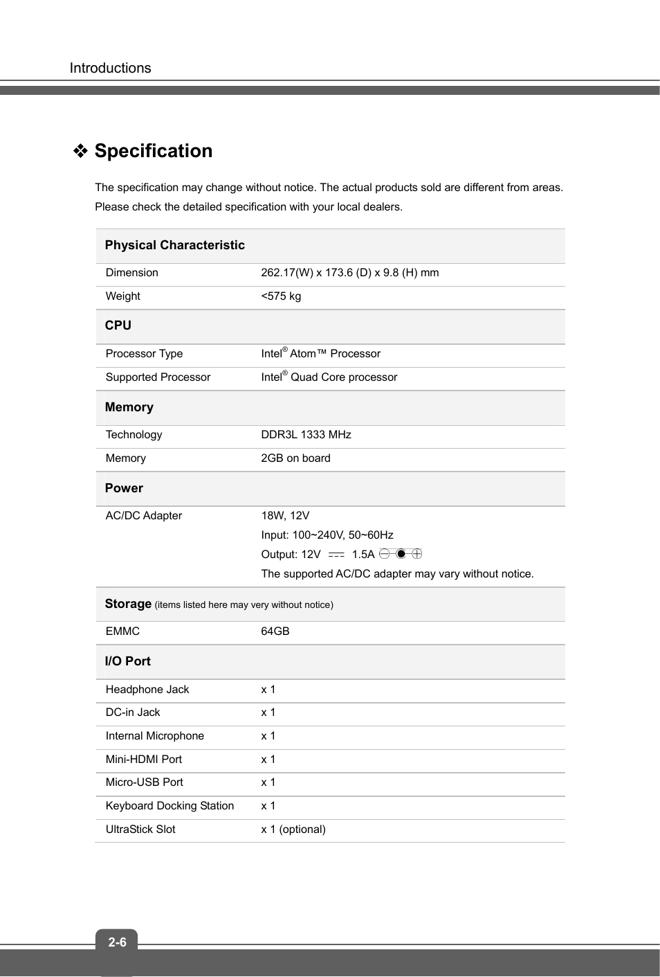 Specification | MSI S100 User Manual | Page 14 / 29