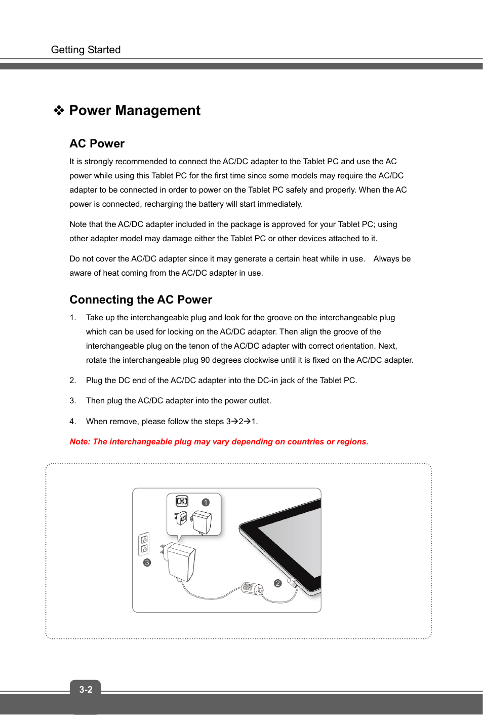 Power management, Ac power, Connecting the ac power | MSI S100 User Manual | Page 18 / 29