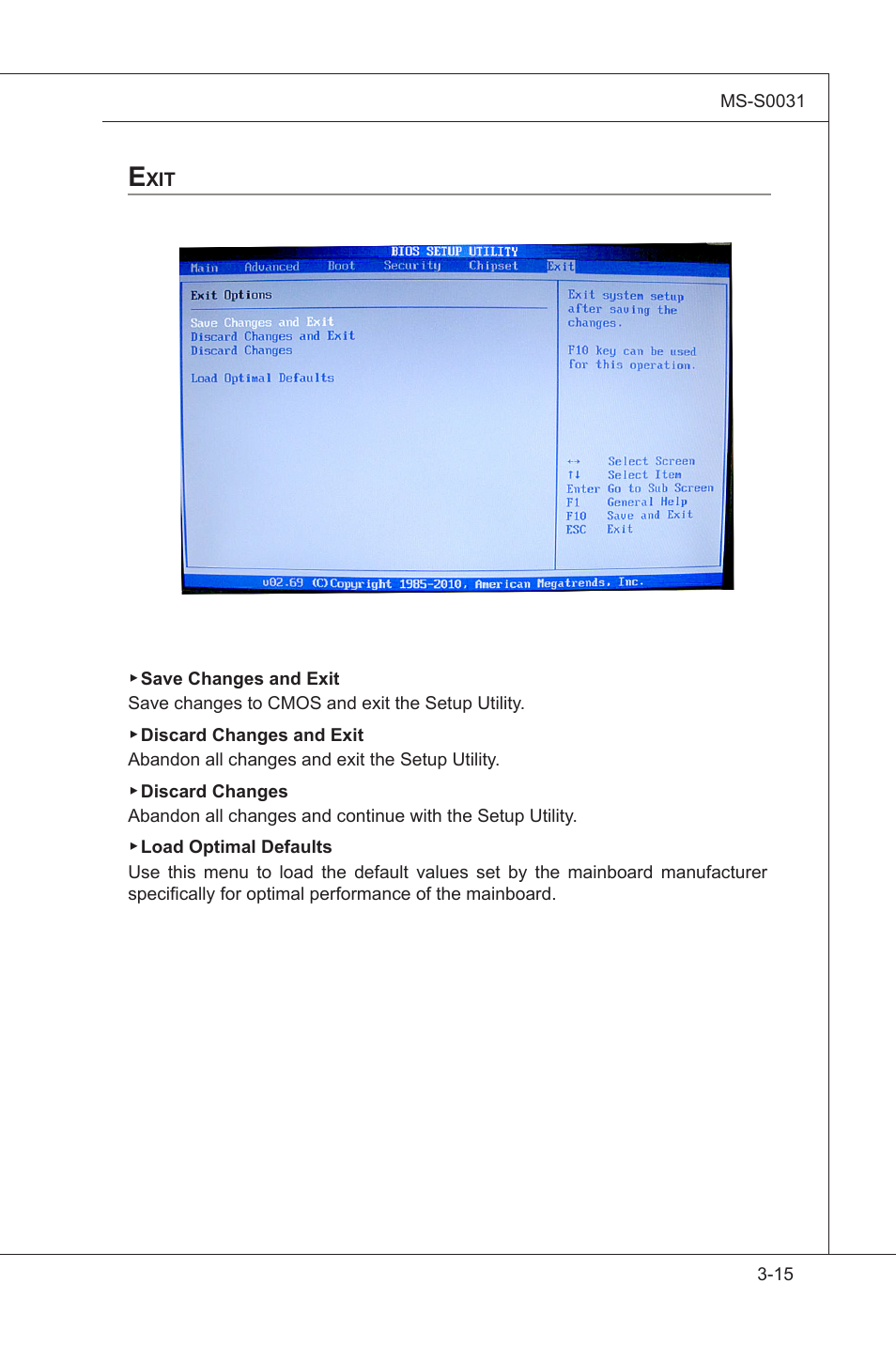 Exit, Cell menu, Ext -15 | MSI MS-S0031 User Manual | Page 39 / 39