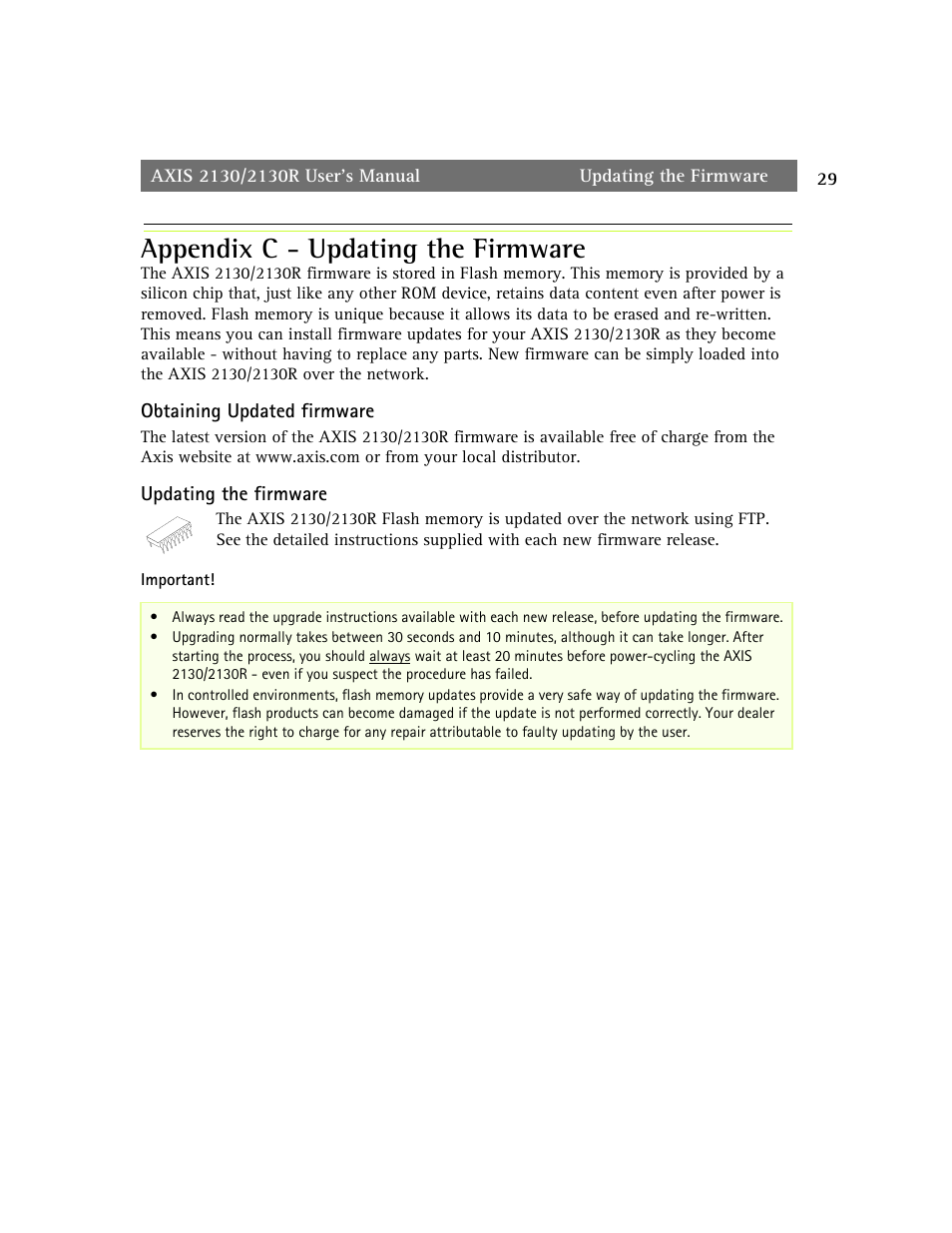 Appendix c - updating the firmware | axis international marketing 2130R PTZ User Manual | Page 29 / 41