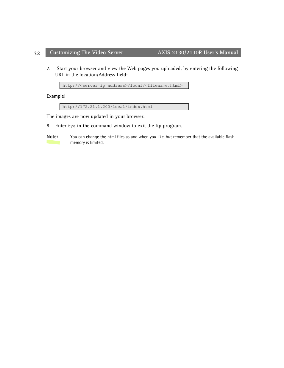 axis international marketing 2130R PTZ User Manual | Page 32 / 41