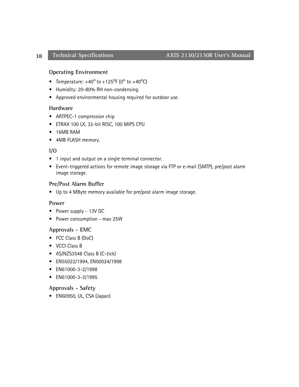 axis international marketing 2130R PTZ User Manual | Page 38 / 41