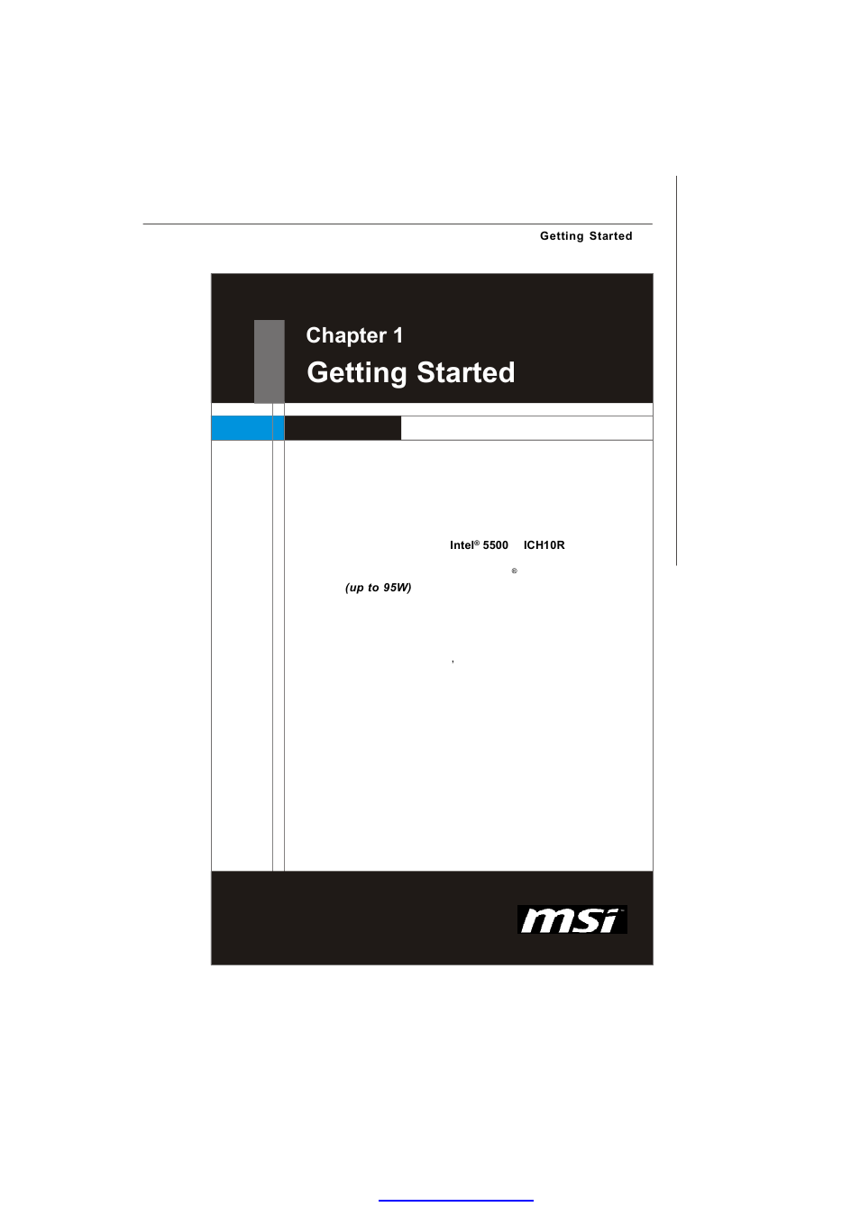 Getting started, Chapter 1 | MSI MS-96C8 Series User Manual | Page 11 / 113