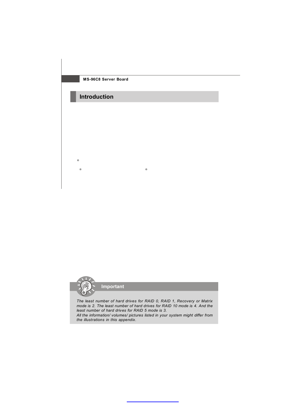 Introduction, Important | MSI MS-96C8 Series User Manual | Page 64 / 113