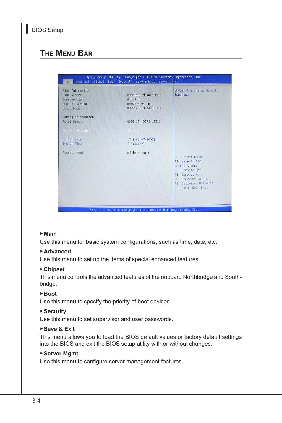The menu bar, The menu bar -4 | MSI MS-96D2 User Manual | Page 36 / 51
