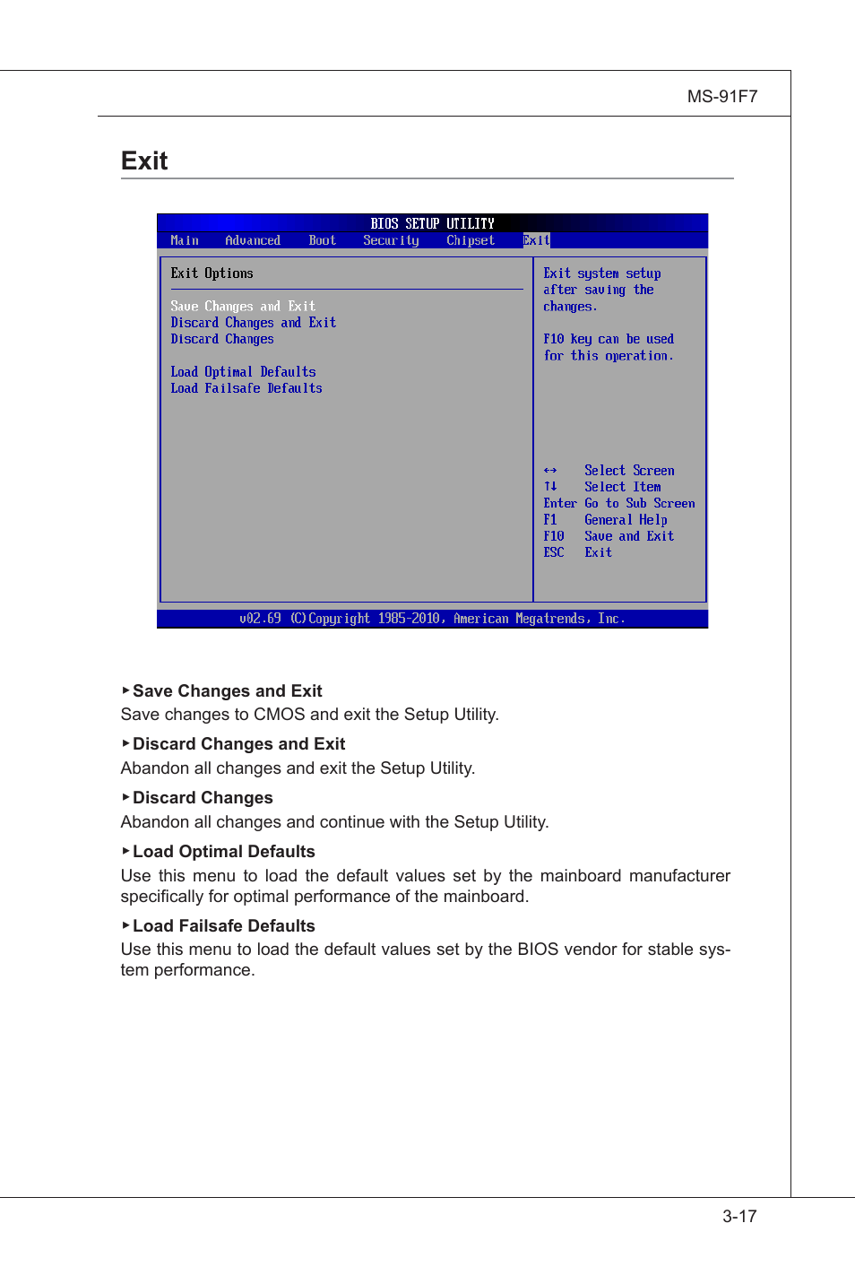 Exit, Cell menu, Ext -17 | MSI MS-91F7 2011 User Manual | Page 45 / 46