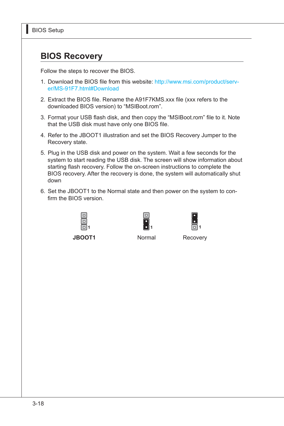 Bios recovery, Bios recovery -18 | MSI MS-91F7 2011 User Manual | Page 46 / 46