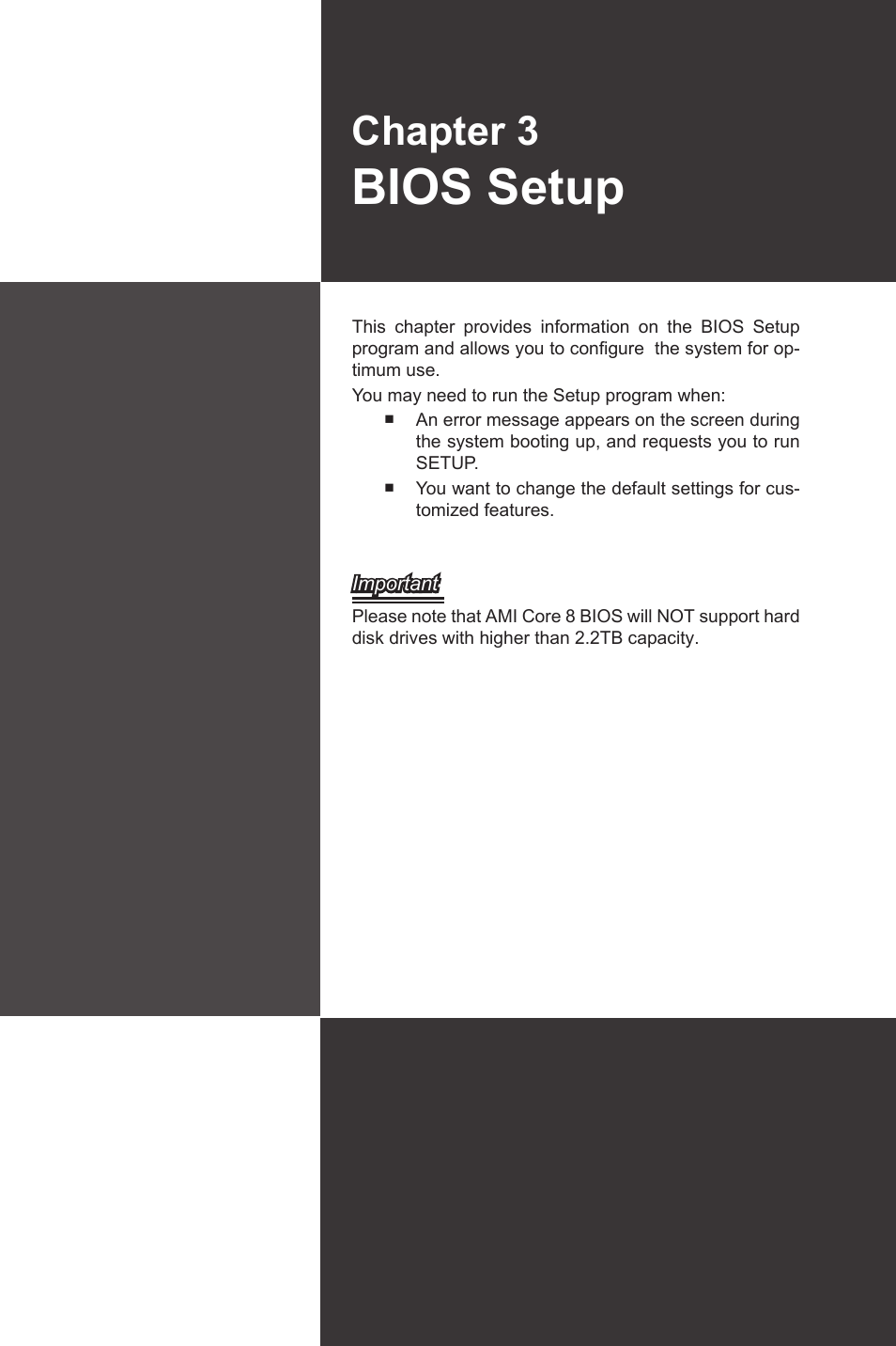 Bios setup, Chapter 3 | MSI MS-96D7 User Manual | Page 33 / 52