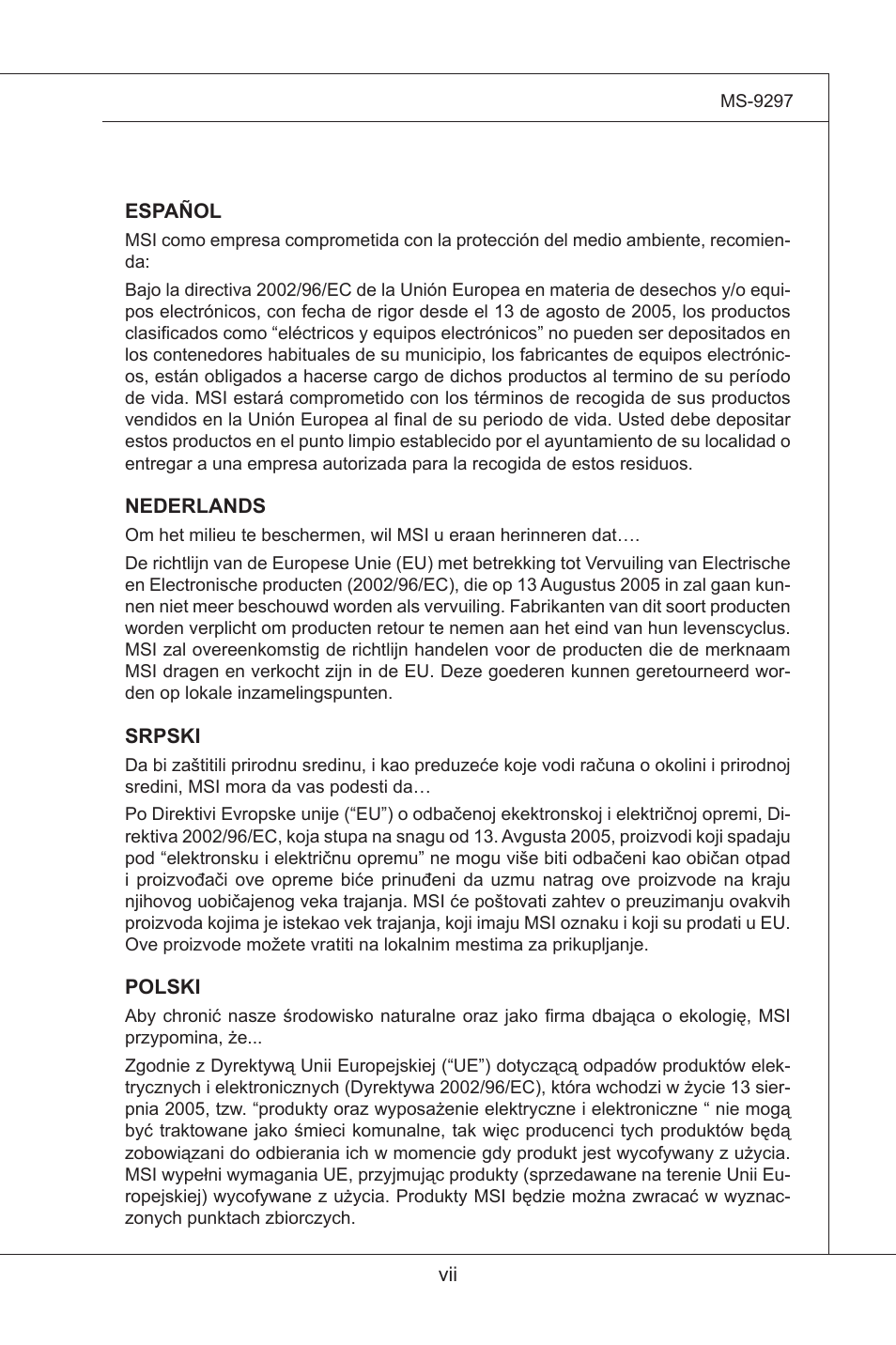 MSI MS-9297 User Manual | Page 7 / 77
