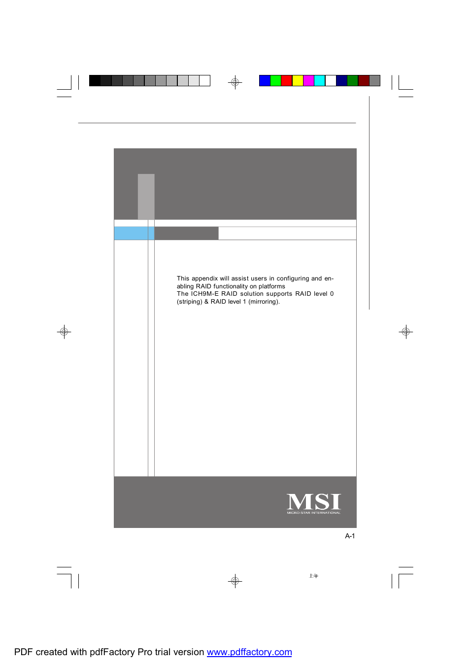 Intel ich9m-e sata raid, Appendix a | MSI PM-104 User Manual | Page 73 / 82