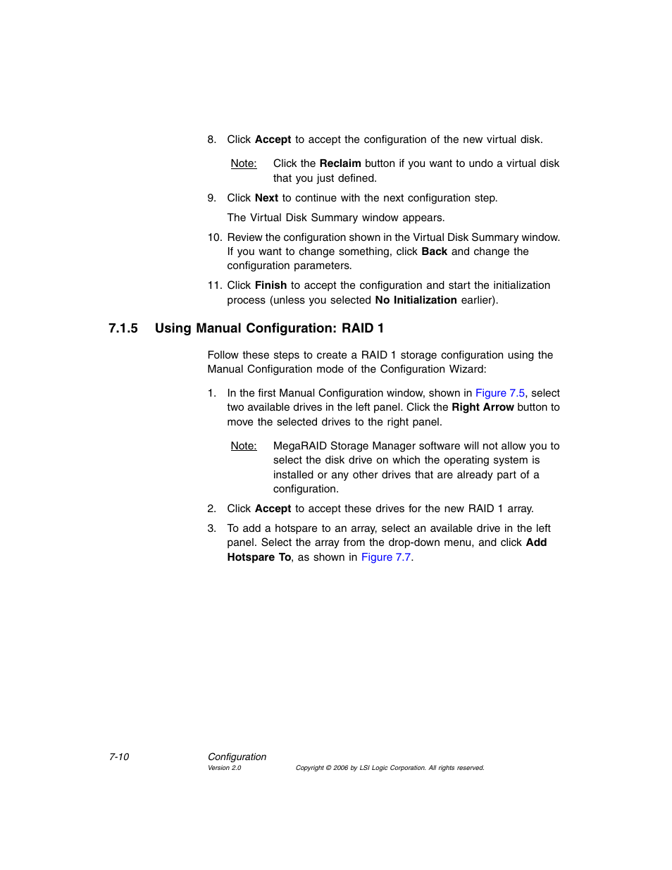 5 using manual configuration: raid 1, Using manual configuration: raid 1, Section 7.1.5, “using manual configuration: raid 1 | MSI X2-109 v1 User Manual | Page 100 / 132