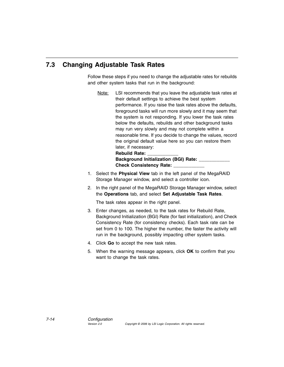 3 changing adjustable task rates, Changing adjustable task rates, Section 7.3, “changing adjustable task rates | MSI X2-109 v1 User Manual | Page 104 / 132