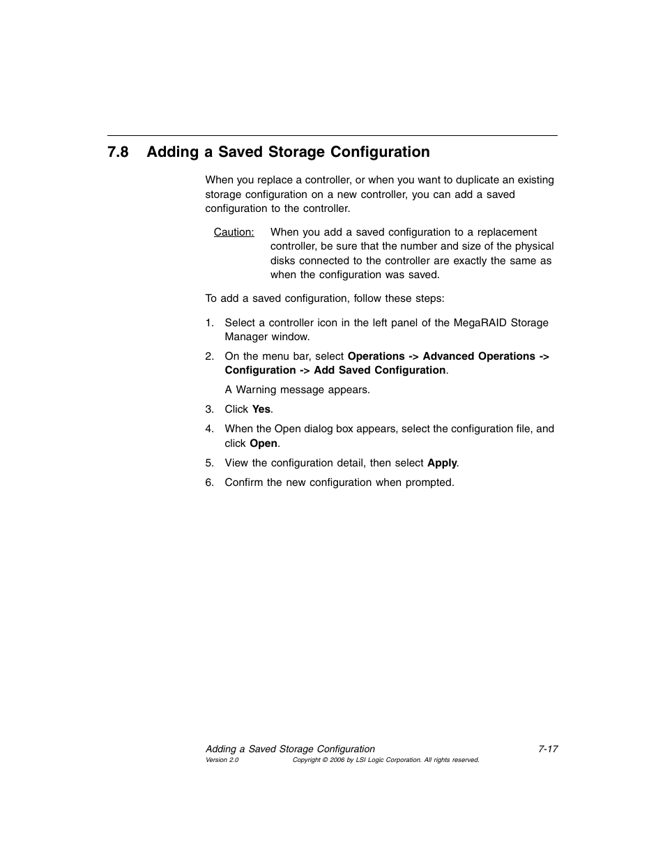 8 adding a saved storage configuration, Adding a saved storage configuration, Section 7.8, “adding a saved storage configuration | MSI X2-109 v1 User Manual | Page 107 / 132
