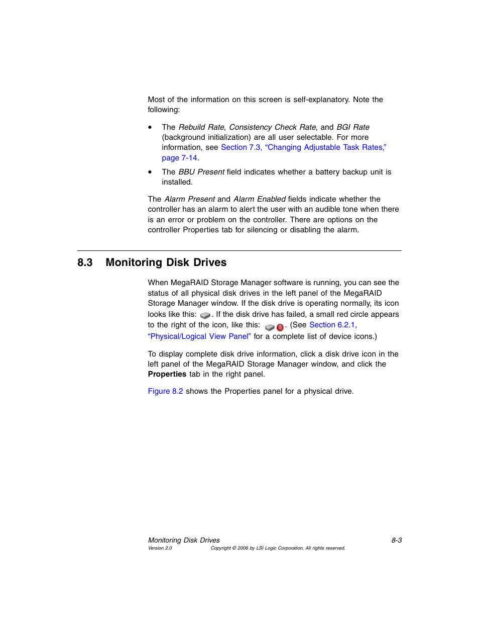 3 monitoring disk drives, Monitoring disk drives, Section 8.3, “monitoring disk drives | Section 8.3, “monitoring disk, Drives | MSI X2-109 v1 User Manual | Page 111 / 132