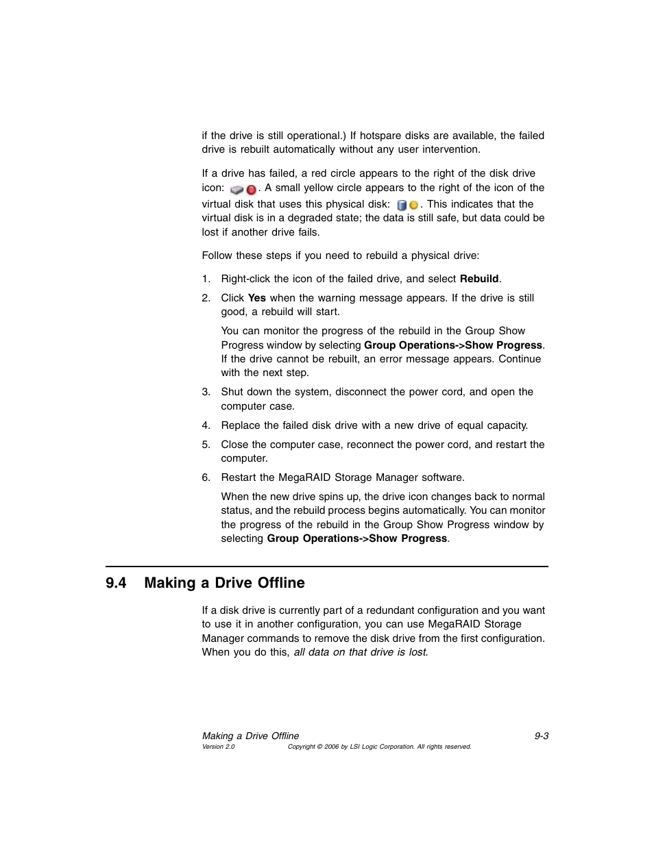 4 making a drive offline, Making a drive offline, Section 9.4, “making a drive offline | MSI X2-109 v1 User Manual | Page 119 / 132