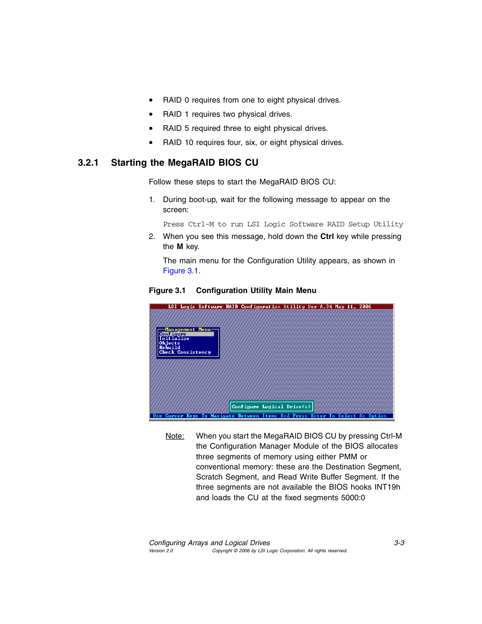 1 starting the megaraid bios cu, Starting the megaraid bios cu, Configuration utility main menu | MSI X2-109 v1 User Manual | Page 37 / 132