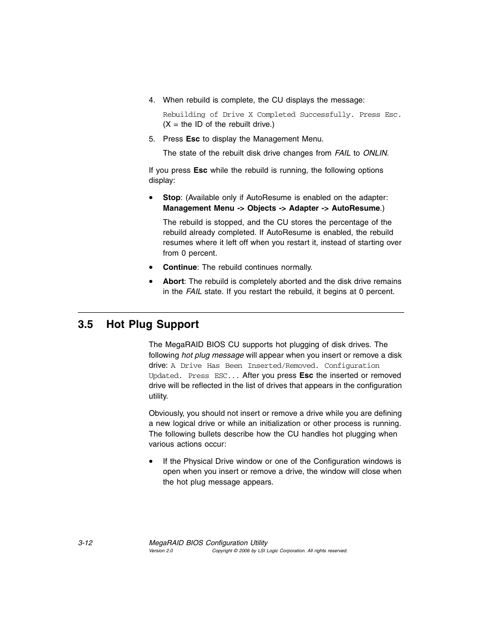 5 hot plug support, Hot plug support, Section 3.5, “hot plug support | MSI X2-109 v1 User Manual | Page 46 / 132