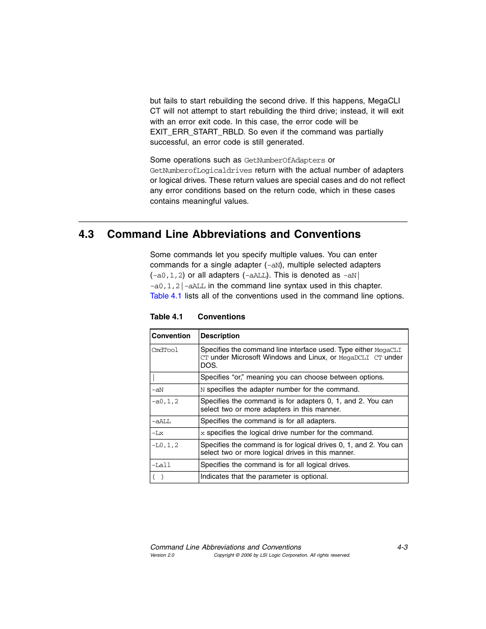3 command line abbreviations and conventions, Command line abbreviations and conventions, Conventions | MSI X2-109 v1 User Manual | Page 55 / 132