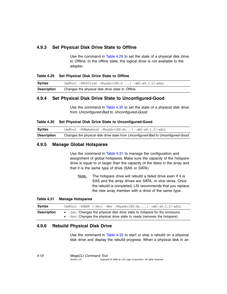 3 set physical disk drive state to offline, 5 manage global hotspares, 6 rebuild physical disk drive | Set physical disk drive state to offline, Manage global hotspares, Rebuild physical disk drive, Set physical disk drive state to unconfigured-good, Manage hotspares | MSI X2-109 v1 User Manual | Page 70 / 132