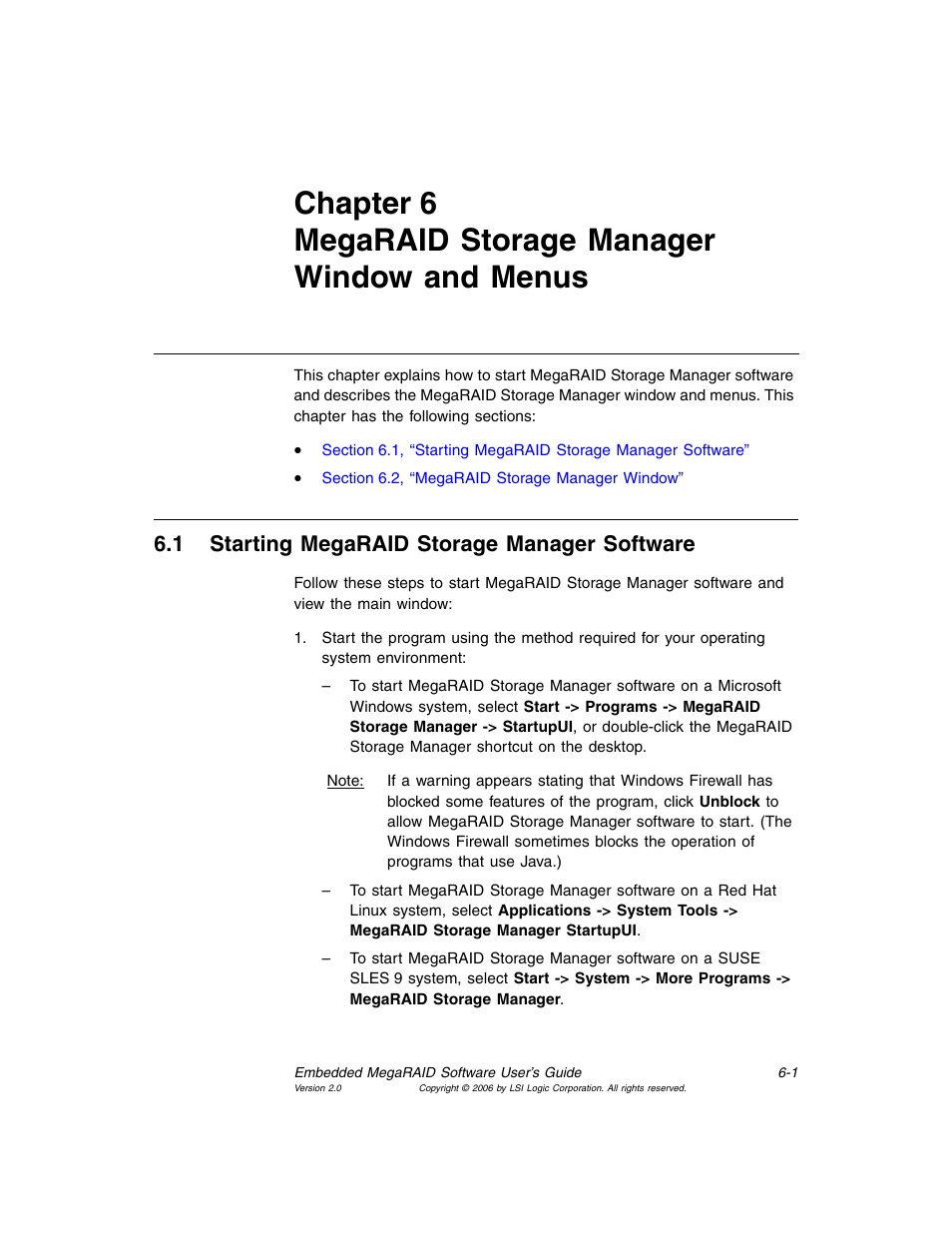 1 starting megaraid storage manager software, Starting megaraid storage manager software | MSI X2-109 v1 User Manual | Page 83 / 132