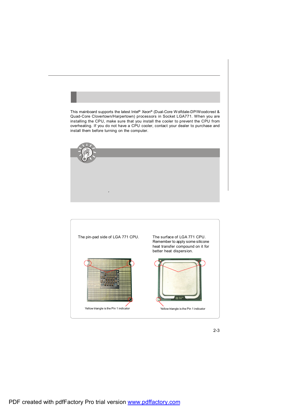 Cpu (central processing unit), Important, Introduction to lga 771 cpu | MSI X2-109 v2 User Manual | Page 23 / 125
