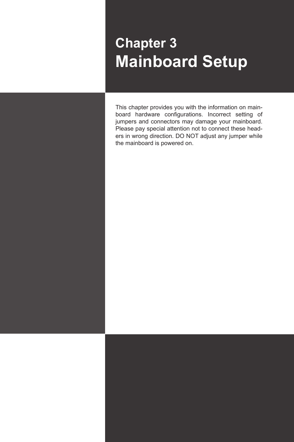 Mainboard setup, Chapter 3 | MSI MS-95S6 User Manual | Page 37 / 77