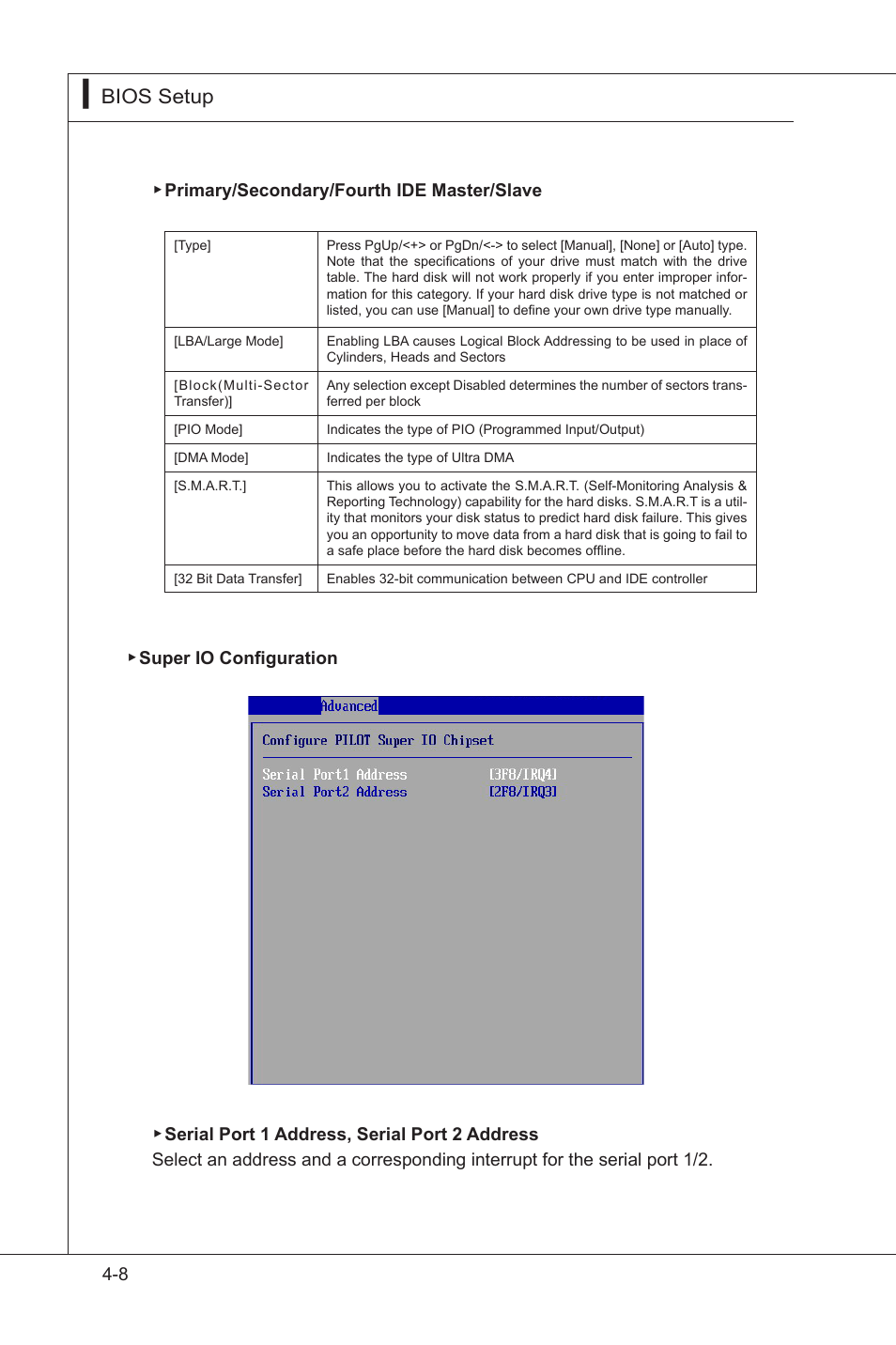 Bios setup, Ms-9298 bios setup, Ms-9298 | MSI MS-95S6 User Manual | Page 60 / 77