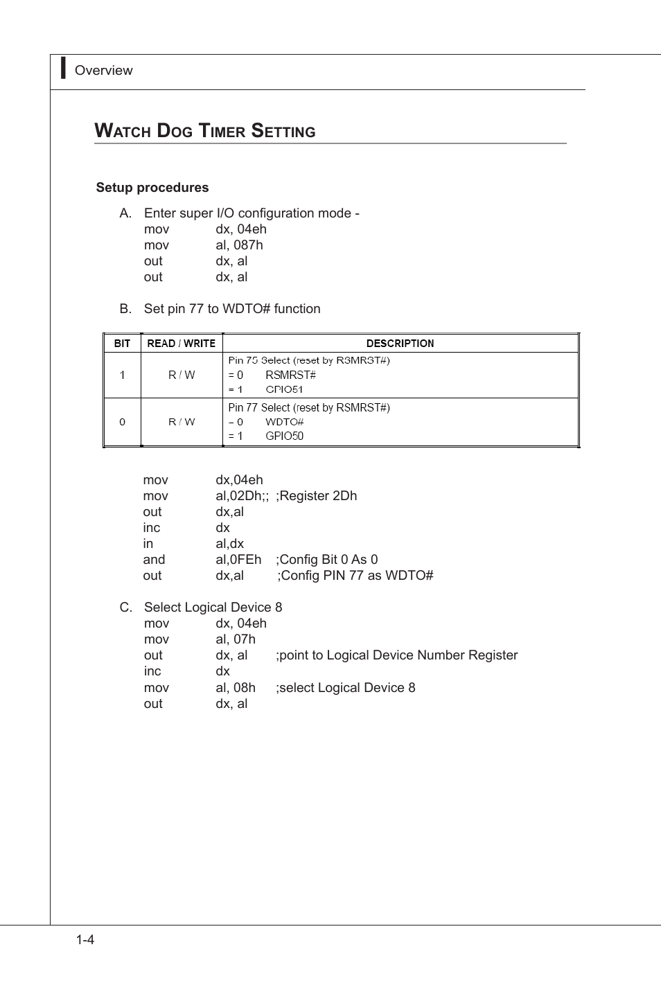 Watch dog tmer settng -4 | MSI MS-91E2 User Manual | Page 12 / 53