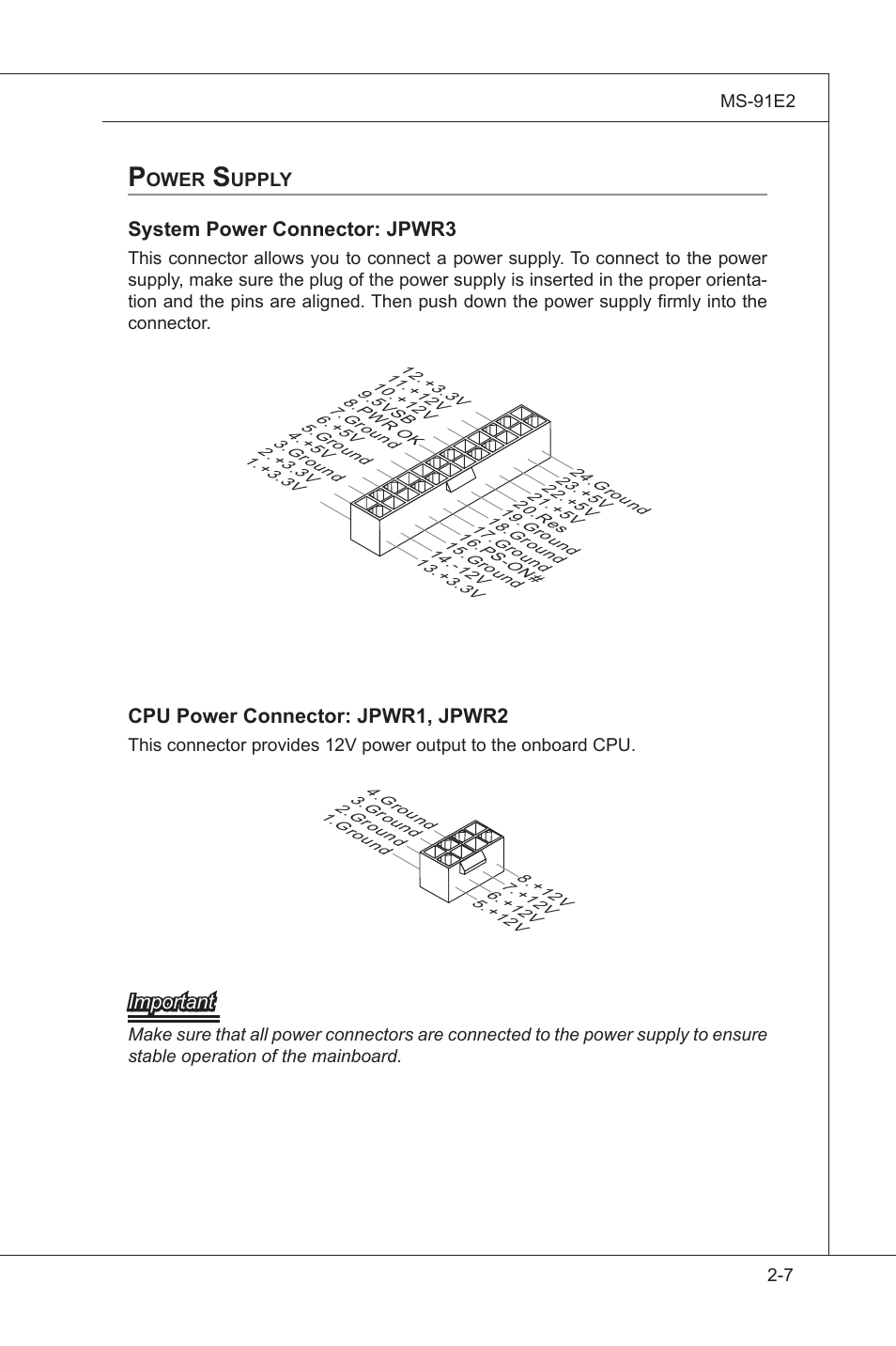 Power supply -7 | MSI MS-91E2 User Manual | Page 25 / 53