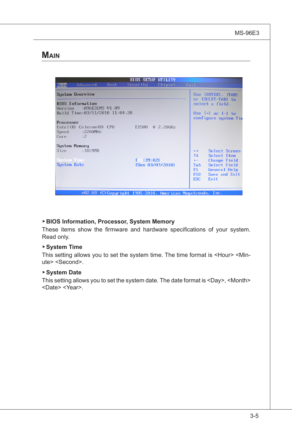 Main, Standard cmos features, Man -5 | MSI MS-96E3 User Manual | Page 43 / 54