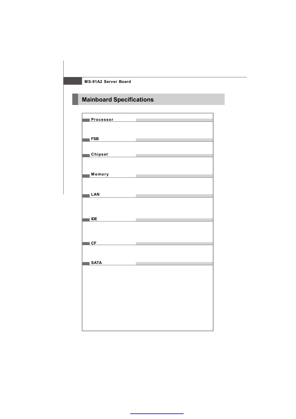 Mainboard specifications | MSI 3200 Network User Manual | Page 10 / 60