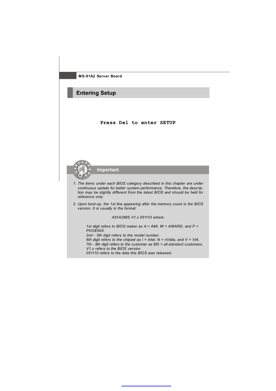Entering setup | MSI 3200 Network User Manual | Page 42 / 60