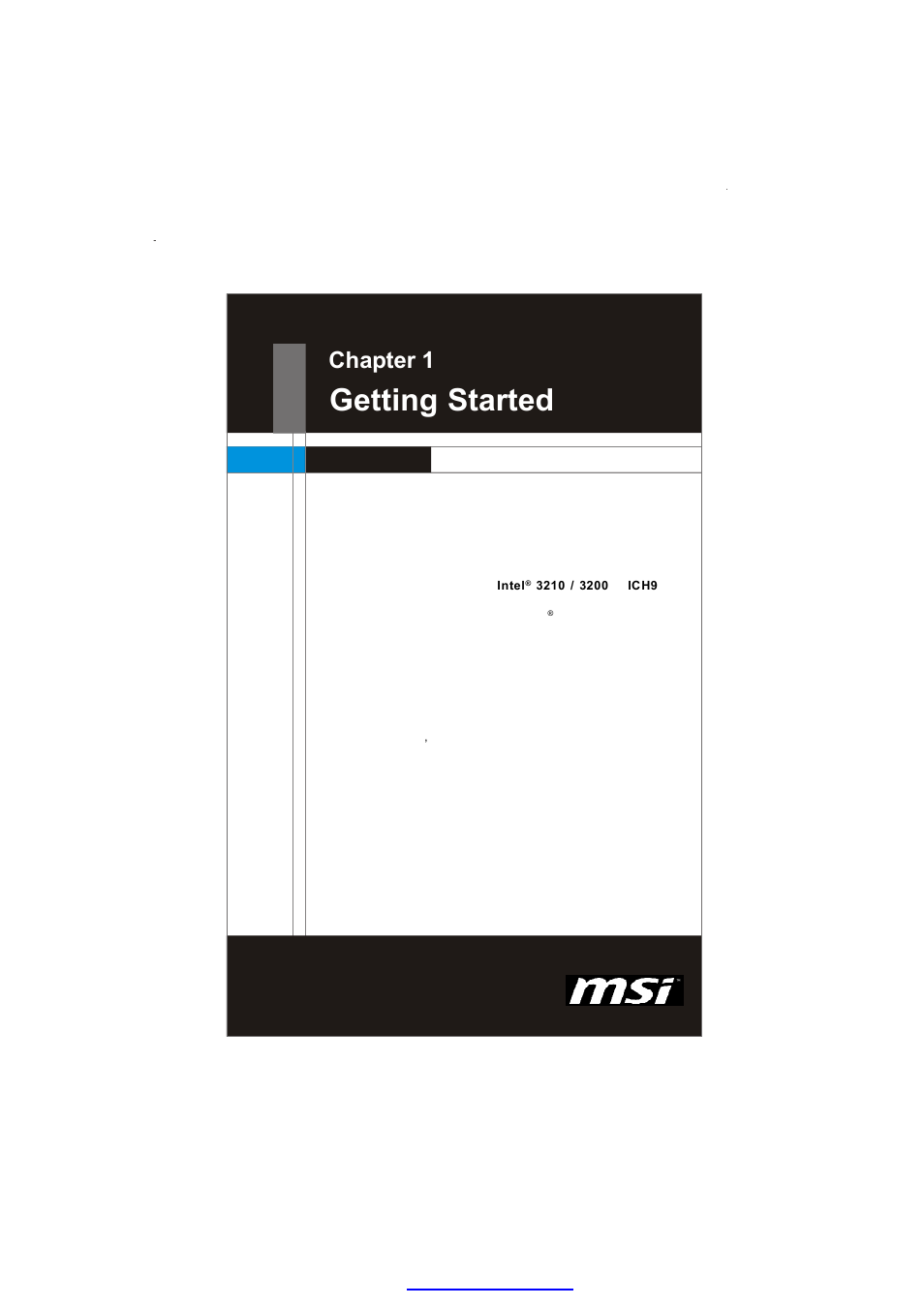 Getting started, Chapter 1 | MSI 3200 Network User Manual | Page 9 / 60