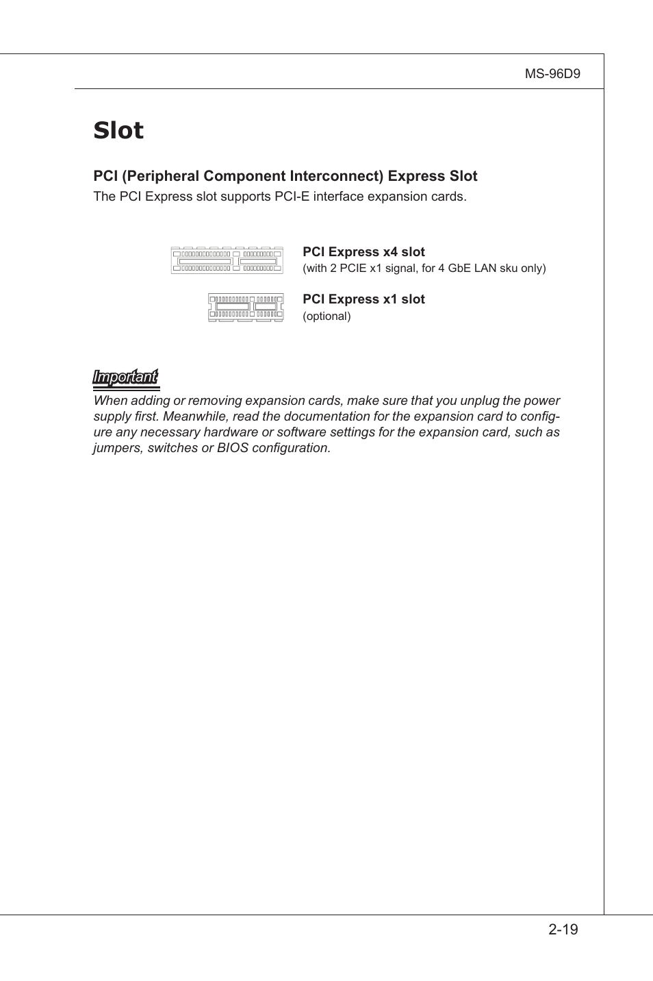 Slot, Slot -19 | MSI MS-96D9 User Manual | Page 43 / 64