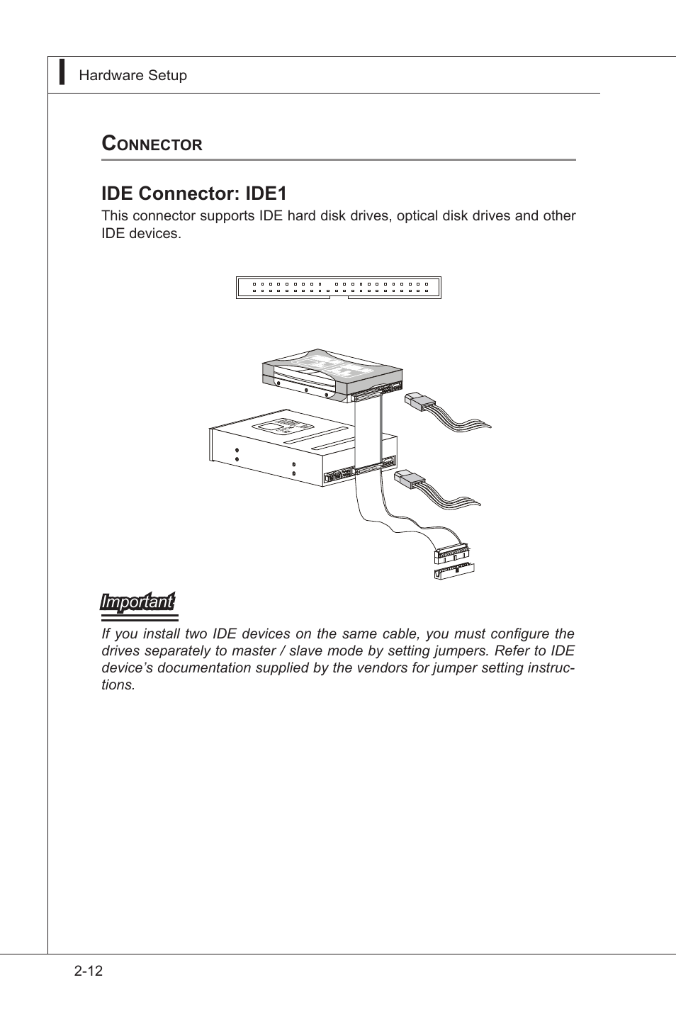 Connector, Connector -12, Ide connector: ide1 | MSI IA-Q45 User Manual | Page 24 / 61