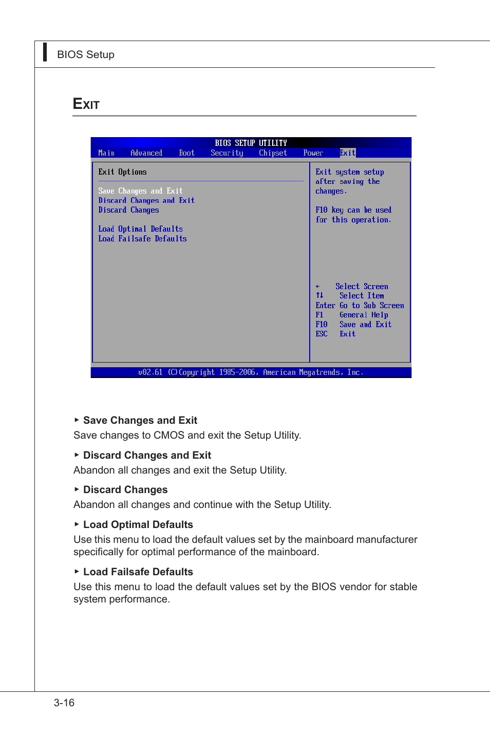 Exit, Cell menu, Exit -16 | MSI IA-Q45 User Manual | Page 52 / 61