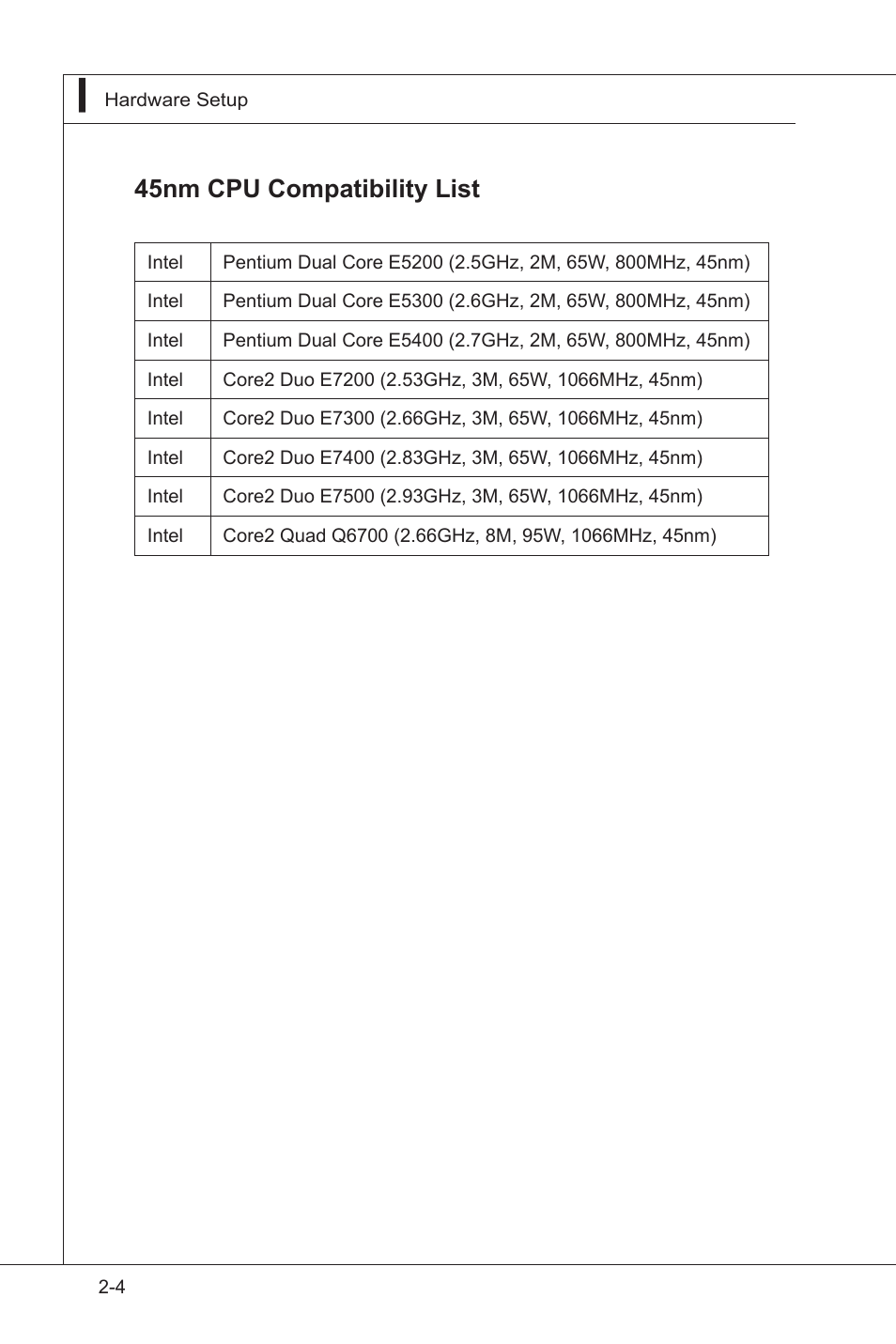 45nm cpu compatibility list | MSI IB-945GC User Manual | Page 16 / 59