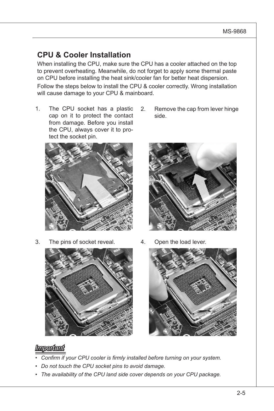 Cpu & cooler installation | MSI IB-945GC User Manual | Page 17 / 59