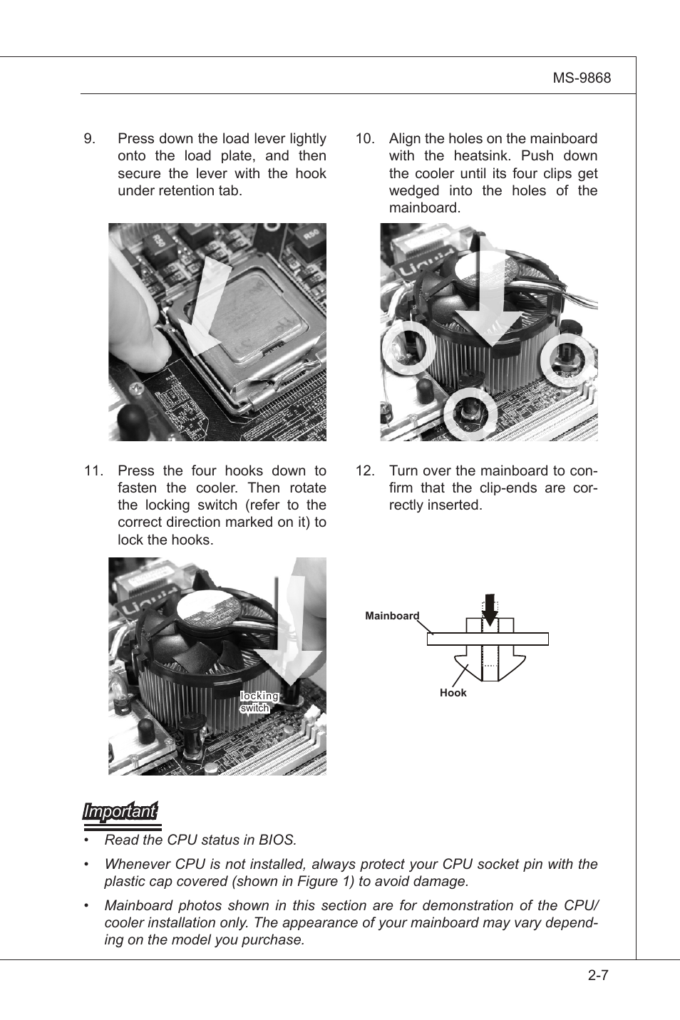 Memory, Memory -7, Important | MSI IB-945GC User Manual | Page 19 / 59