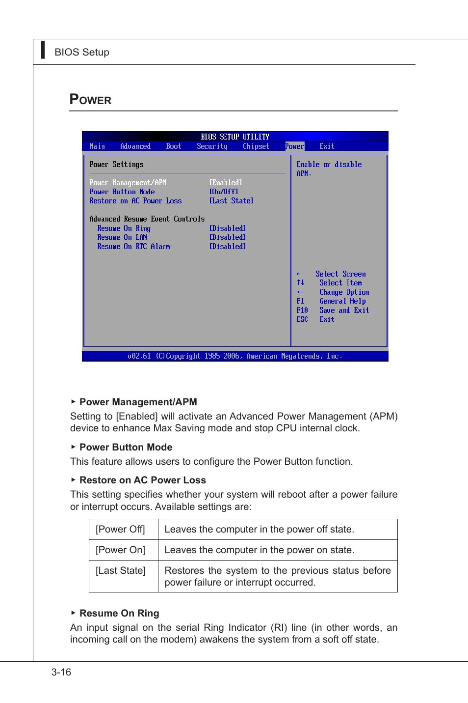 Power, Power -16 | MSI IB-945GC User Manual | Page 48 / 59